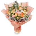 Bouquet of roses, carnations and matthiolas